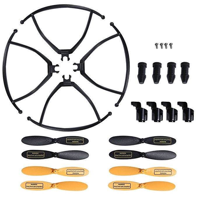 Holy Stone HS150 RC Racing Drone Quadcopter Spare Parts Crash Pack (8 Spare Blades   4 Propeller Guards   4 Landing Pads   4 Motor Guards   4 Screws for Drone)