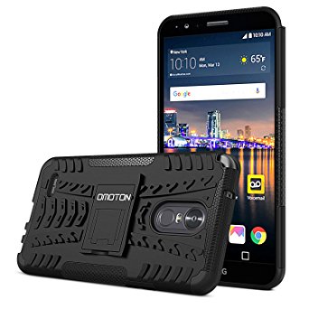 LG Stylo 3 Case, OMOTON LG Stylus 3 Case with [Versatile Kickstand] [Non-Slip Design] [Dual Layer] [Heavy Duty Protection] for LG Stylus 3 / LG LS777 [5.7 Inch],Black