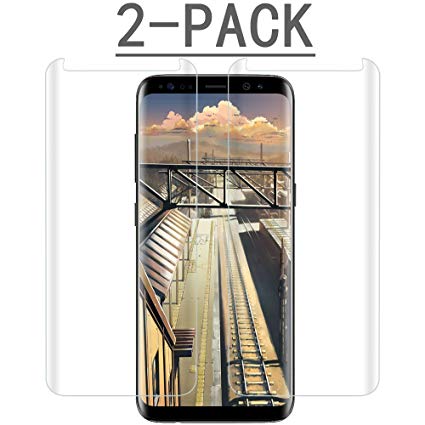 [2PACK] Galaxy S8 Clear Screen Protector,[Case Friendly][Anti-Fingerprint] Tempered Glass Screen Protector Compatible with Samsung Galaxy S8