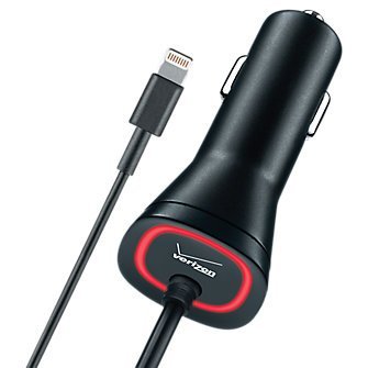 Verizon 2.1A Vehicle Charger for Apple Lightning Devices (iPhone 6, 6S, iPhone 6 Plus, iPhone 5/5s/5c, iPad Air/Air 2, iPad Mini 2/3, iPod Touch) [New version] (Black)