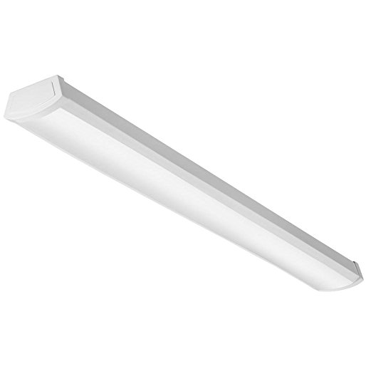 Lithonia Lighting FMLWL 48 840 4 ft. White LED Wraparound Flushmount- LED Ceiling Light for Garage | Attic | Basement | Home |shoplight, 4000K