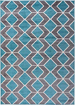 Antep Rugs Kashan King Collection Trellis Polypropylene Indoor Area Rug (Blue/Grey, 5' x 7')