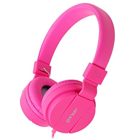 Kids Headphones Kaysion Adjustable Over Ear Headsets for Cellphones Smartphones iPhone Laptop Computer MP3/4(Pink)