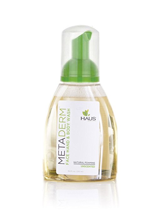 MetaDerm 100% Natural Foaming Face, Hand and Body Wash (Unscented, 8.4 oz dispenser)