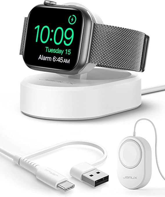 iWatch Charger Stand for Apple Watch [MFi Certified], JSAUX 5ft/1.5m Foldable Apple Watch Magnetic Charging Cable iWatch Wireless Charging Stand Compatible with Apple Watch Series SE/7/6/5/4/3/2/1