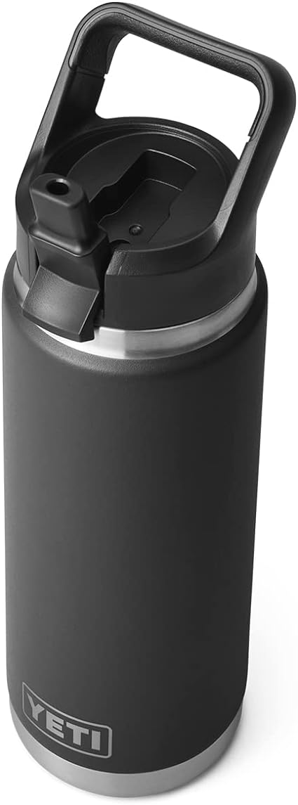 YETI Rambler 26 oz Bottle, Vacuum Insulated, Stainless Steel with Straw Cap, Black