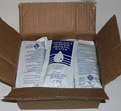 SOS Emergency Water Pouches Survival Kits for Disaster Supplies, 5 Year Shelf Life - Case of 48