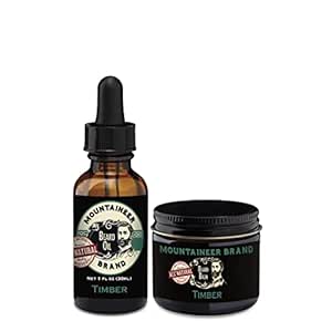 Mountaineer Brand Basic Beard Bundle | Beard Oil 1oz & Conditioning Beard Balm 2oz for Men | Conditioner & Beard Growth Kit for Men's Beard Care | Softens Hydrates Hair | Timber Scent