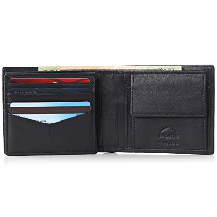 Alpine Swiss RFID Mens Wallet Deluxe Capacity Divided Bill Sections Choice of Coin Bifold Trifold