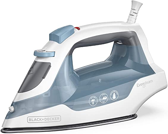 BLACK DECKER Easy Compact Iron with Spray Mist and Steam Burst Buttons, Blue