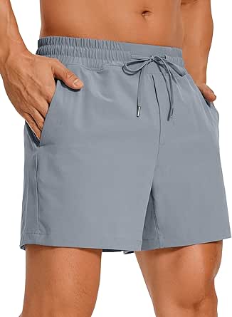 CRZ YOGA Men's Linerless Workout Shorts - 5'' Lightweight Quick Dry Running Sports Athletic Gym Shorts with Pockets