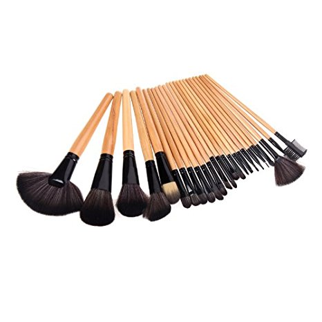 Abody Wood 24Pcs Makeup Brushes Kit Professional Cosmetic Make Up Set   Pouch Bag Case (24PCS, Black)