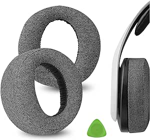 Geekria Comfort Linen Replacement Ear Pads for Sony Playstation 5 Pulse 3D, PS5 Pulse 3D Wireless Headphones Ear Cushions, Headset Earpads, Ear Cups Cover Repair Parts (Grey)