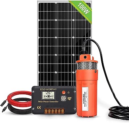 ECO-WORTHY Solar Submersible Pump Kit, 100W Solar Panle Kit and 12V DC Deep Well Pump-100ft/30m (DELIVERY IN 2 PACKAGES)