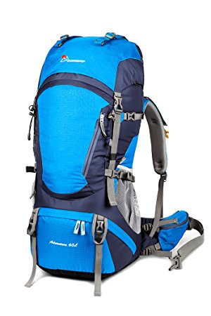 Mountaintop 60L/55L 5L Water-resistant Hiking Backpack Internal Frame Backpack for Outdoor Hiking Travel Climbing Camping Mountaineering with Rain Cover-5822II