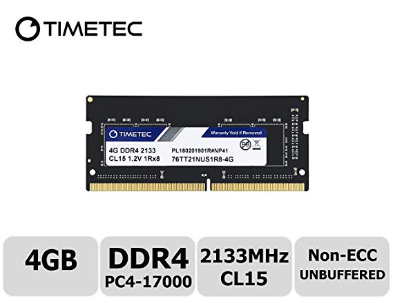 Timetec Hynix IC 4GB DDR4 2133MHz PC4-17000 Non ECC Unbuffered 1.2V CL15 1Rx8 Single Rank 260 Pin SODIMM Laptop Notebook Computer Memory Ram Module Upgrade (4GB)