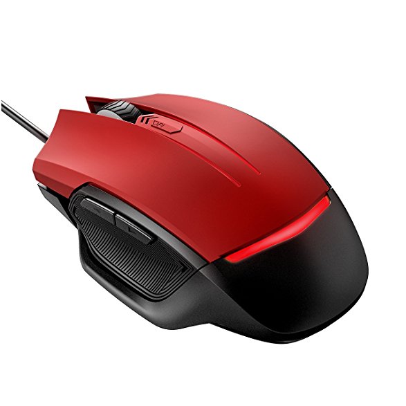 Pictek Gaming Mouse Wired,3200 DPI USB Wired Mouse Optical Mice with 7 Breathing Lights,6 Buttons,Ergonomic Anti-Slip Structure for PC, Computer & Laptop,Red