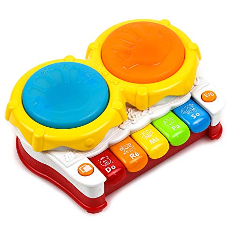 Toysery Baby Toys Piano Music Keyboard Toddler Toys - Hand Drum Music Toys for Kids with Flash Lights - Early Educational Learning