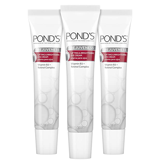 Pond's Brightening Eye Cream Visibly Reduces the Look of Wrinkles Rejuveness Eye Wrinkle Cream With Vitamin B3 and Retinol Complex 1 oz 3 Count