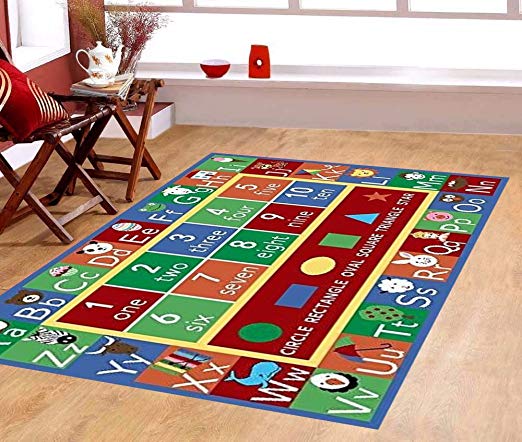 Furnish my Place 755 Shape 5X7 Kids ABC Alphabet Numbers Educational Non Skid Rug, 4'5"X6'9", Multi/Color