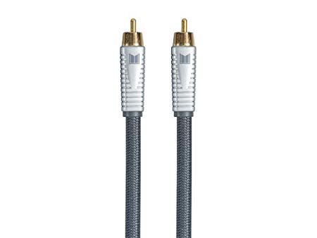Monolith RCA Cable - Silver - 6 feet Chord, 24K Gold Plated Connectors, AL foil, OFC Copper Braided Shield