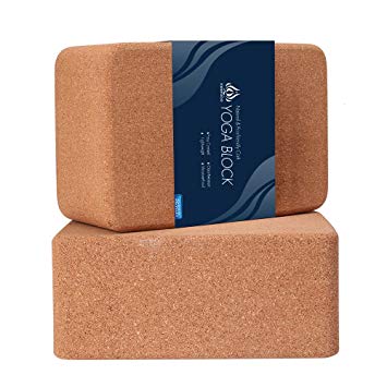 Forbidden Road Cork/EVA Yoga Block Yoga Exercise Blocks Bricks Set Natural Eco Friendly Sturdy Support Muscle Stretch Deepen Poses for Fitness Gym