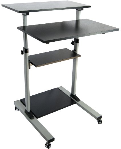 VIVO Mobile Height Adjustable Stand Up Desk / Computer Work Station Rolling Presentation Cart (CART-V02D)