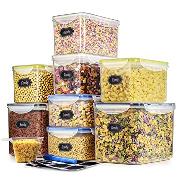 Cereal Containers Food Storage Containers – Estmoon Large & Dry Storage Containers Airtight, Leak proof With Locking Lids, BPA Free - Suitable For Flour, Sugar, Rice, Baking Supplies (2L-2M-4S)