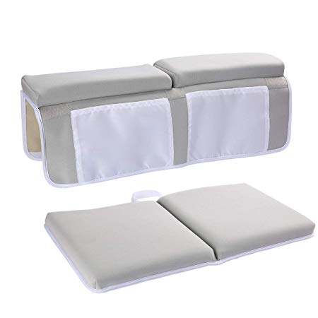 YXTY Bath Kneeler and Elbow Rest Set, Thick Baby Bath Kneeling Pad and Elbow Support, Comfort for Moms Dads to Bathe Kids Comfortably - Fits All Bathtubs(Gray)