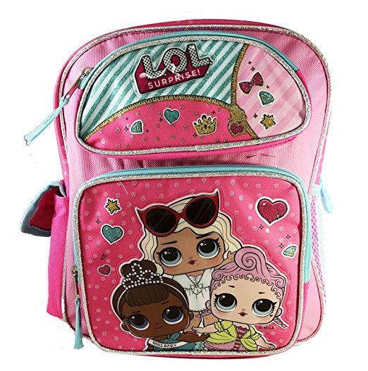L.O.L Surprise! Large School Backpack 16" Book Bag Pink LOL bag New lol