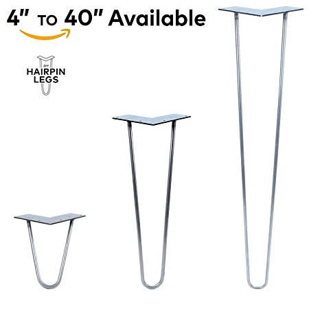 4" - 40" Hairpin Legs - 2Rod Design - Raw Steel - 3/8" Diameter - MADE in the USA (8” Height x 3/8" Diameter - Each Leg Sold Separately)