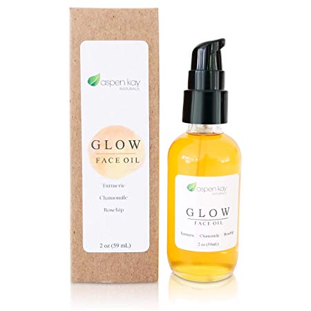 Glow - Turmeric & Rosehip Face Oil, Natural & Organic Face Moisturizer for Sensitive Skin - Anti-Aging Facial Serum - 2 oz