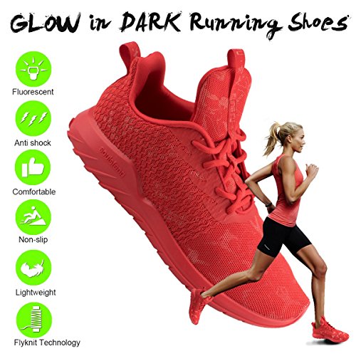 Soulsfeng Mens Womens Running Shoes, Breathable and Lightweight Shoes For Men and Women, Flyknit Mens Sneakers, Glow In The Dark