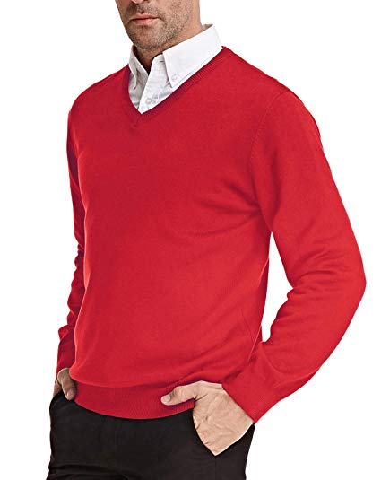 PAUL JONES Men’s Knitting Sweater Stylish Long Sleeve V-Neck Pullover