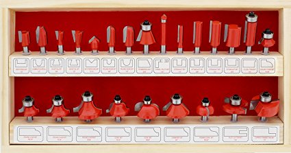 ABN Tungsten Carbide Router Bit Set - 24 Piece Router Set 1/4” Inch Shanks - for Beginners to Commercial Users