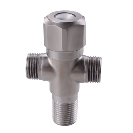 KES K1151 SUS304 Stainless Steel Quarter Turn Angle Valve 1/2¡± IPS 3-Way T-Adapter Tee-Valve Ceramic Disc Cartridge, Brushed