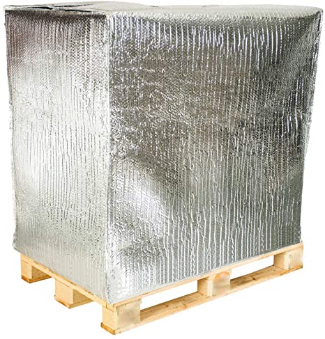 RadiantGUARD 48x40x60 inch Reflective Thermal Insulated Pallet Wrap Cover Poly- Bubble Insulated Tarp, Velcro Closure, 1 Single Cover