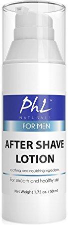 PhL Naturals Unscented Natural After Shave Lotion for Men - Soothes Irritation from Shaving, Moisturizes and Repairs Skin, Prevents Razor Burn, Leaves Skin Feeling Smooth and Soft 1.75 oz
