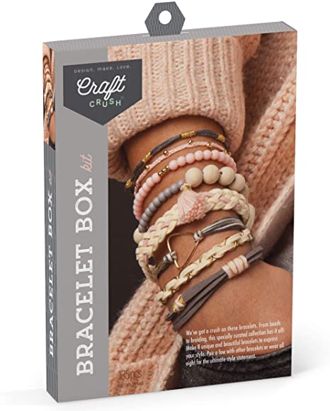 Craft Crush – Bracelet Box Kit – Craft Kit Makes 8 DIY Bracelets – Blush Tones
