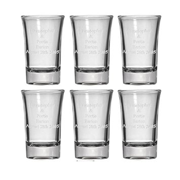 Personalized Set of 6 Shot Glasses (1.5oz) Free Engraving Groomsman and Bridesmaid Gift