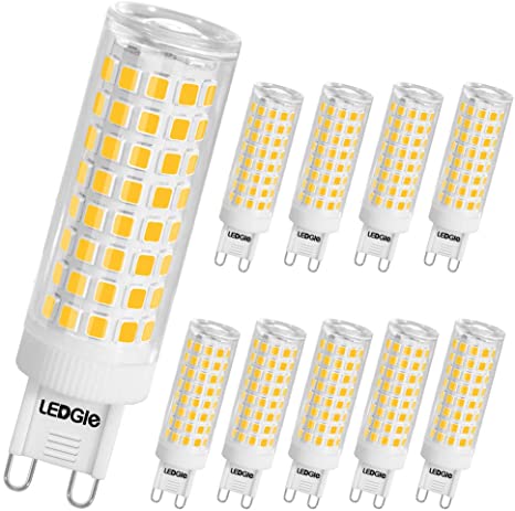 LEDGLE 10W G9 100 LED Light Bulbs Non-dimmable LED Corn Light Bulbs Ceramic Bulbs, No Flicker, 80W Equivalent Halogen Bulbs, Warm White Light, 900lm, 10 Pcs