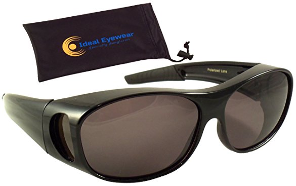 Sun Shield Fit Over Sunglasses with Polarized Lenses and Spring Hinges - Fit Over Prescription Glasses