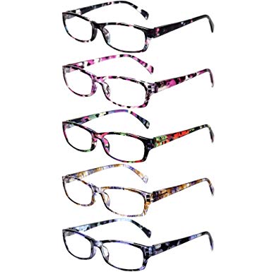 Reading Glasses 5 Pairs Stylish Color Readers Fashion Glasses for Reading Men & Women