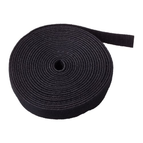 TNP Hook And Loop Tape Strap Cable Ties Fastener (Black) (15 Feet) - Sticky Self Adhesive Nylon Fabric Roll Wrap 0.75" Wide 5 Yards Reusable For Cutting Custom Length Cord Wire Fastening