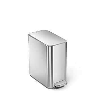 simplehuman Small Bathroom Trash Can with Lid, Stainless Steal Waste Basket, 5 Liter / 1.3 Gallon, Brushed