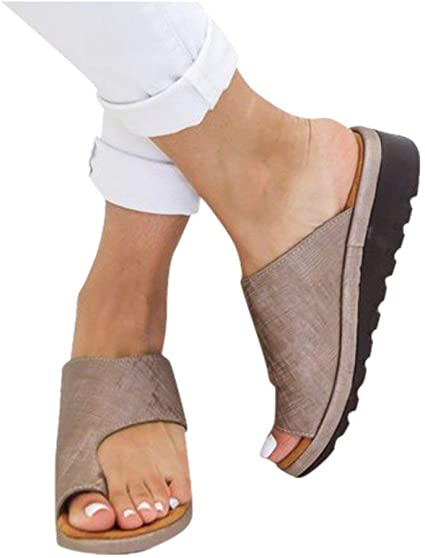 SSYUNO Women's 2019 New Comfy Platform Toe Ring Wedge Sandals Shoes Summer Beach Travel Shoes Comfortable Flip Flop Shoes