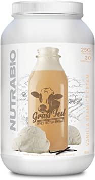 NutraBio Grass Fed Whey Isolate Protein Powder - 25G of Protein Per Scoop - Sugar Free Natural Lean Muscle Protein Supplement - Vanilla Bean Ice Cream- 2 Pounds, 29 Servings