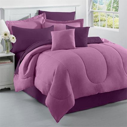 Brylanehome Studio Reversible Comforter (Plum Dusty Lavender,King)