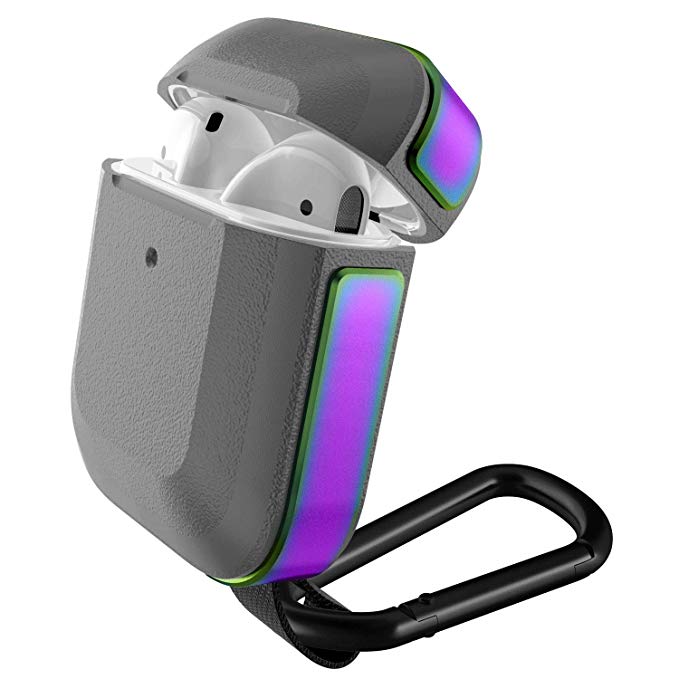 Defense Trek, Apple AirPods 1 & 2 Case, Real Machined Aluminum and Polycarbonate Protective Case for Apple AirPods 1 & 2, (Iridescent)