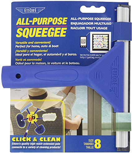 Ettore 8-Inch All Purpose Window Squeegee with Lifetime Silicone Rubber Blade